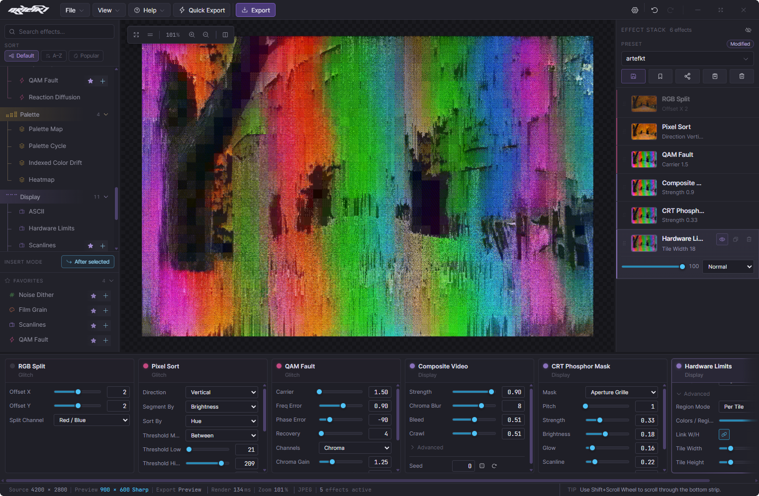 Artefkt interface with normal UI scale